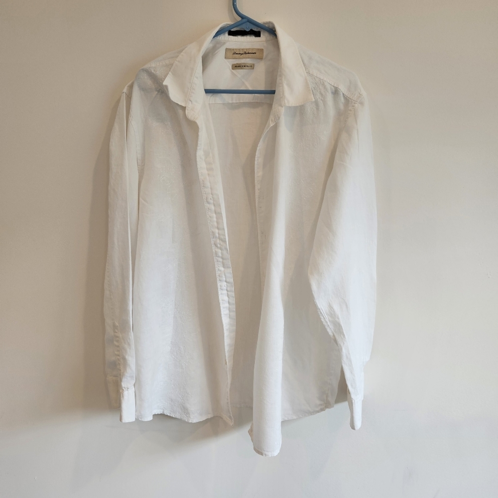 Tommy Bahamas Men Linen White Shirt